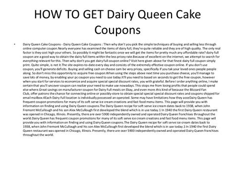 Dairy Queen Cake Coupons - Printable Dairy Queen Cake Coupons