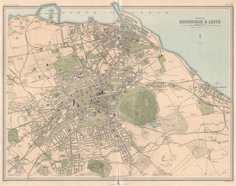 Large antique EDINBURGH & LEITH town/city plan. 45 x 55 cm. LARGE 1912 ...