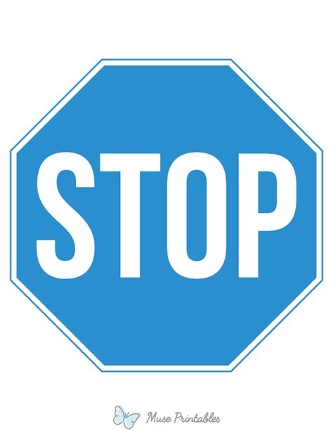 Printable Blue Stop Sign