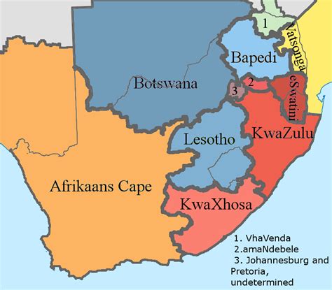 Balkanized South Africa, with groups being united with brethren across the borders. : r/MapPorn