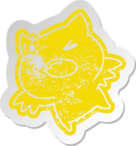 distressed old sticker of a kawaii cute bat 10231862 Vector Art at Vecteezy