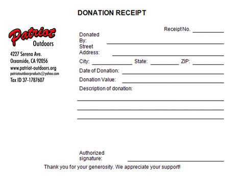 Charitable Donation Receipt Template ~ Excel Templates