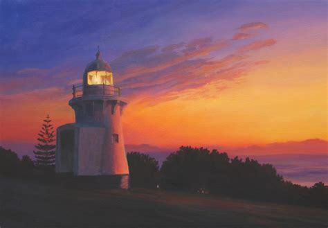 Lighthouse Sunset Painting at PaintingValley.com | Explore collection ...