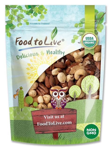 Amazon.com : Food to Live Organic Deluxe Nuts Mix, 8 Ounces A Blend of ...