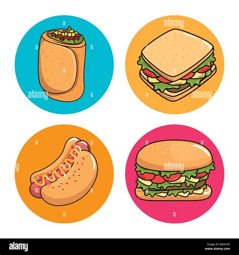 fast food stickers pop art Stock Vector Image & Art - Alamy