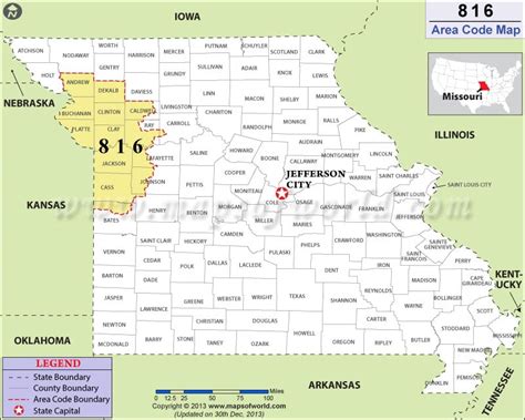 816 Area Code Map, Where is 816 Area Code in Missouri