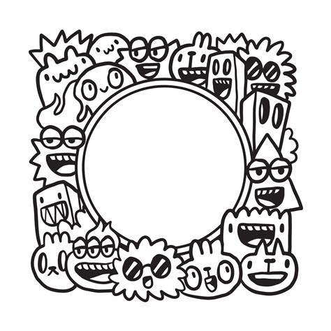 Hand drawn Doodle art circle frame 16671142 Vector Art at Vecteezy