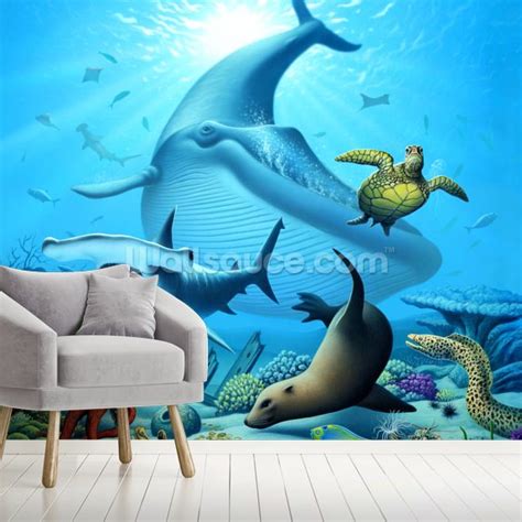 Ocean Life Wall Mural | Wallsauce UK