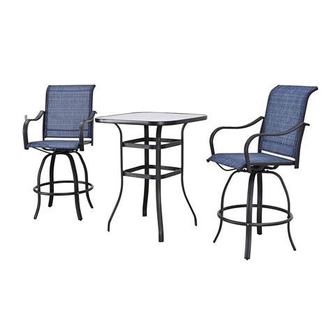 Patio Festival Metal 3-Piece Outdoor Bistro Set in Blue/Black - Walmart.com