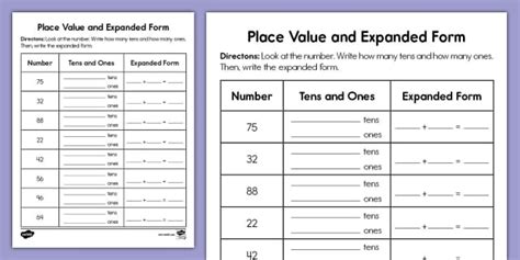 First Grade Place Value and Expanded Form Activity - Twinkl