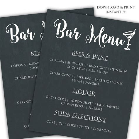 Bar Menu Template Free Download - FREE PRINTABLE TEMPLATES