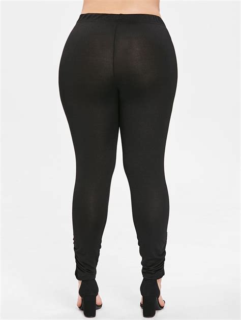 [40% OFF] 2020 Plus Size Solid Color Leggings In BLACK | DressLily