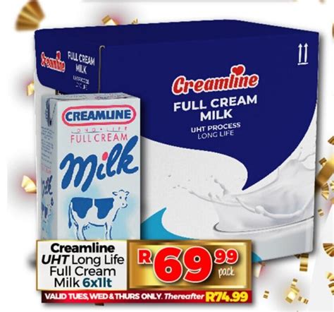 Creamline UHT Long Life Milk 6x1lt offer at Take 'n Pay