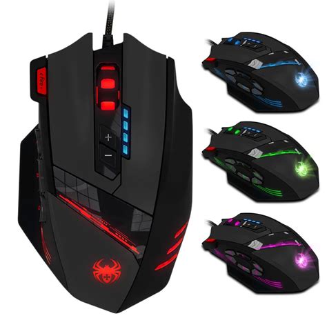 ZELOTES C 12 Programmable Buttons LED Optical USB Wired Gaming Mouse ...