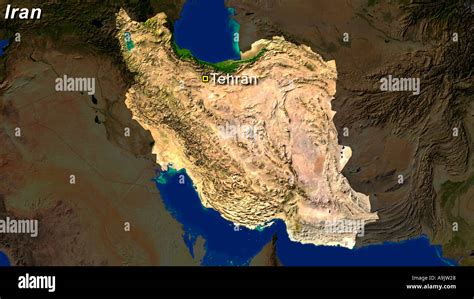 Highlighted Satellite Image Of Iran With Tehran Highlighted Stock Photo ...