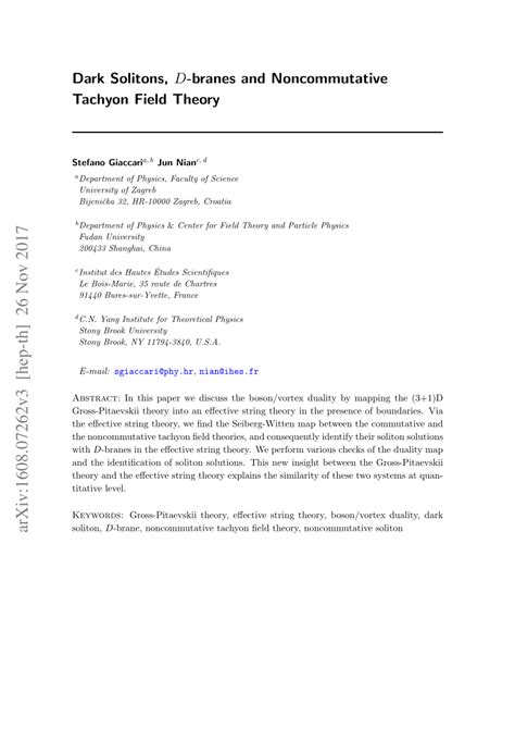 (PDF) Dark Solitons, D-branes and Noncommutative Tachyon Field Theory