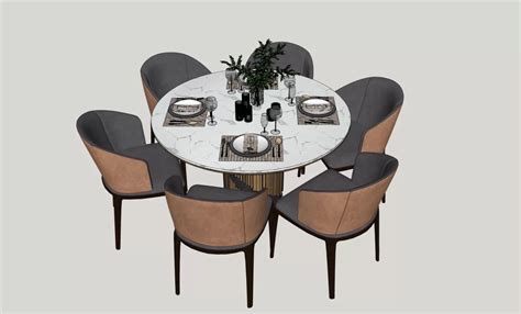 6031 Dining Table And Chair Sketchup Model Free Download
