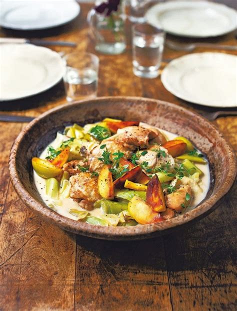 Chicken with leeks, apples and cider recipe | delicious. magazine