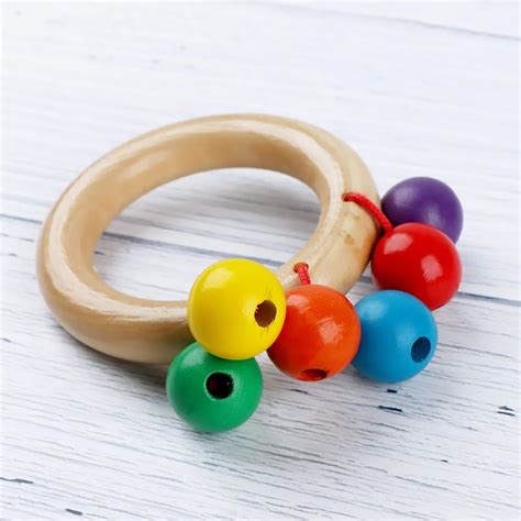 1Pcs Infant Colorful Wooden Baby Rattles Musical Shaking Bells Grasp Toy HandBell Baby Rattles ...