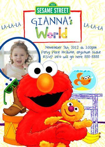 Elmos World Sesame Street Invitation Digital File 4X6 or 5X7. $5.00 ...