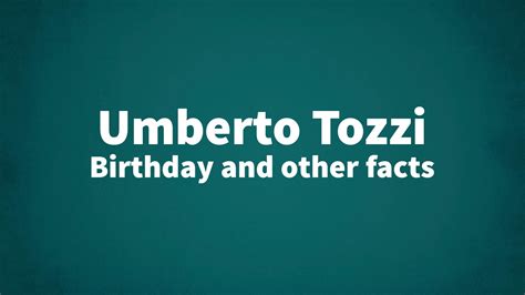 Umberto Tozzi - Birthday and other facts