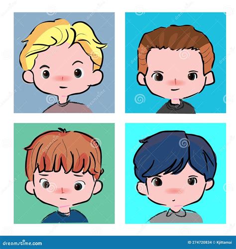 Face of 4 anime face boys stock illustration. Illustration of colorful ...