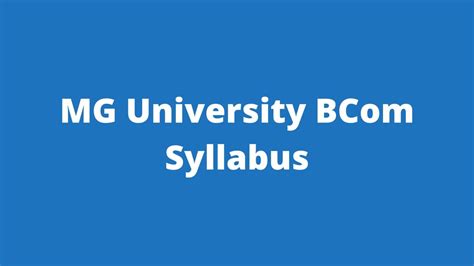 Download MG University bcom Syllabus