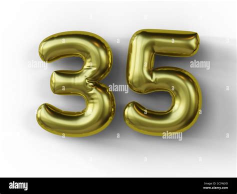 Golden balloon in shape of number 35 isolated. 3d illustration Stock Photo - Alamy