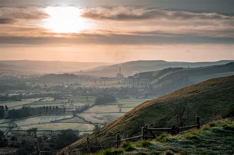 Morning Sunrise Landscape of Hope Valley in the Peak District Stock ...