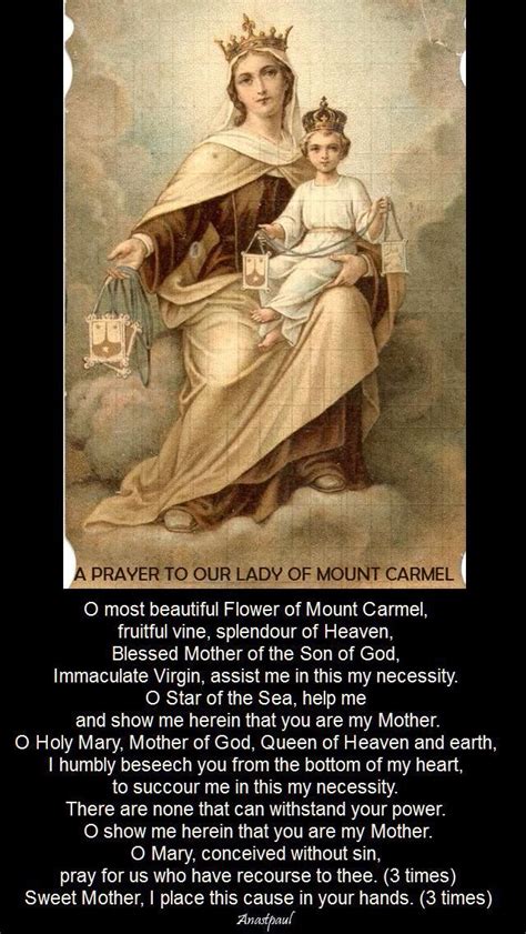 Our Morning Offering – 16 July A PRAYER TO OUR LADY OF MOUNT CARMEL O ...