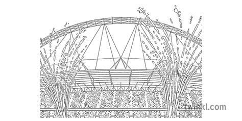 Wembley Stadium Background 2 Black and White RGB Illustration - Twinkl