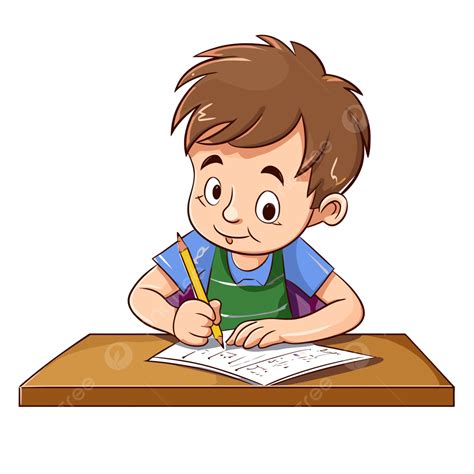 Dysgraphia Clipart Cartoon Boy Writing A Letter Vector, Writing Clipart ...