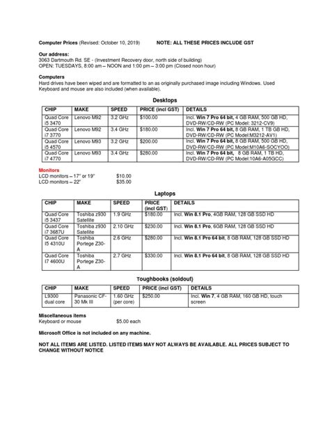 Computer Price List | PDF | Computer Engineering | Computer Hardware