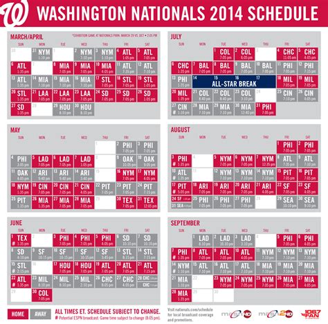 Nationals Printable Schedule - Customize and Print