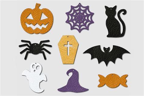 Halloween Earring SVG Bundle, Faux Leather Earrings Template