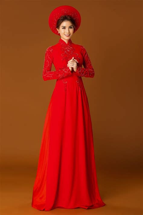 Traditional Vietnamese Wedding Dress Red And Gold Ao Dai – East Meets Dress ...