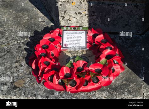 Red poppy Royal British Legion Remembrance Day wreath at Great Bedwyn ...