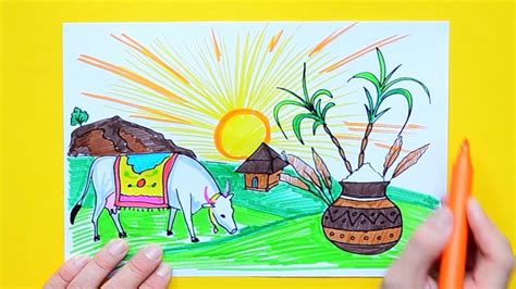 How to draw Pongal festival - YouTube