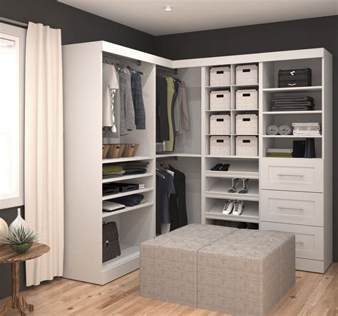 Pure White 82" Corner Open Storage Unit With 3 Drawers | Closet layout, Closet bedroom, Closet ...