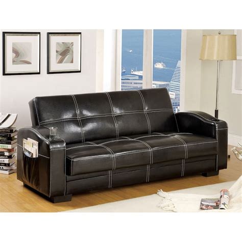 Furniture of America Colona Black Contemporary/Modern Faux Leather ...