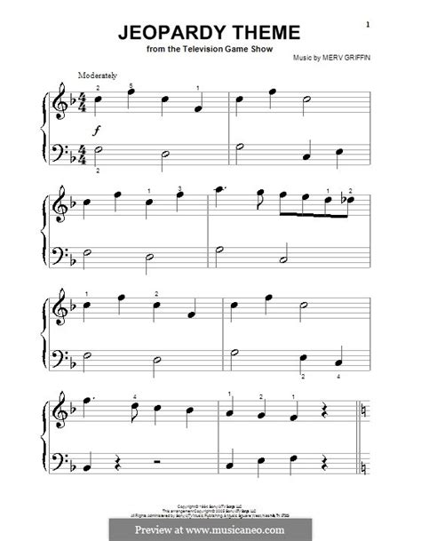 Jeopardy Theme by M. Griffin - sheet music on MusicaNeo