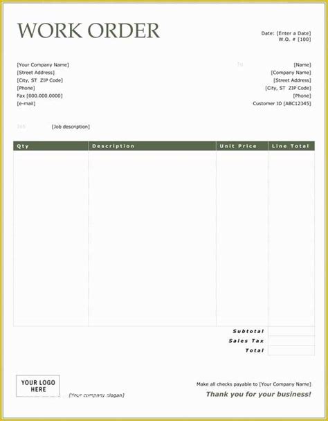 Plumbing Work order Template Free Of Sample Plumbing Invoice 7 Examples In Pdf Excel Word ...