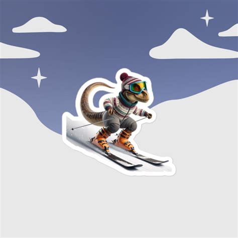 Skiing Dino Bubble-free stickers - The Montana Dinosaur Center