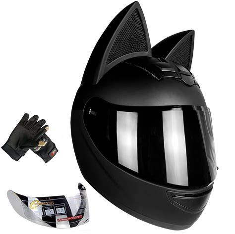 Personalized Cool Cat Ear Electric Motorcycle Helmet Winter Full Helmet Men and Women Racing ...