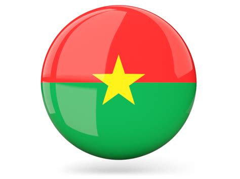 Glossy round icon. Illustration of flag of Burkina Faso