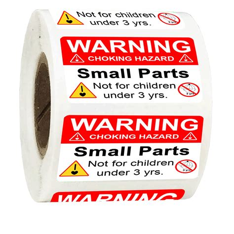 Buy wootile Choking Warning Hazard Labels 1x 2 Choking Warning Labels Red Small Parts ...