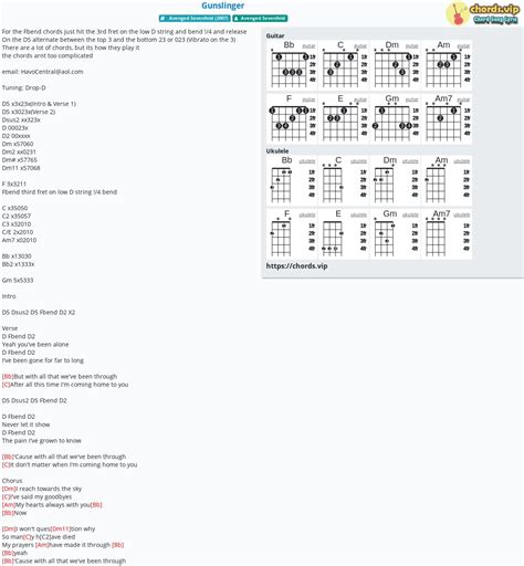 Hợp âm: Gunslinger - cảm âm, tab guitar, ukulele - lời bài hát | chords.vip