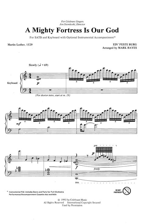 A Mighty Fortress Is Our God Sheet Music by Mark Hayes (SKU: 08596561) - Stanton's Sheet Music