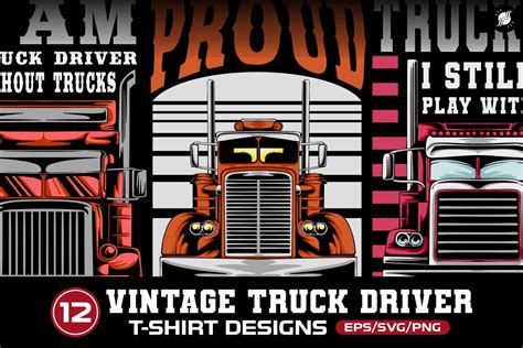 Vintage Truck Driver T-shirt Designs Set Graphic by Universtock · Creative Fabrica