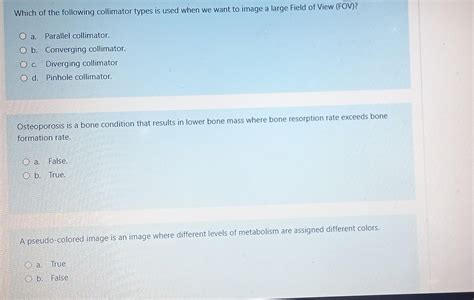 Solved Which of the following collimator types is used when | Chegg.com